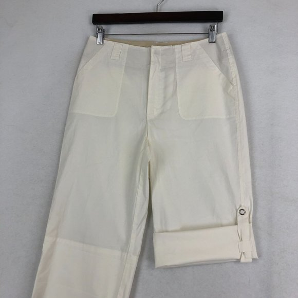 Motto NWOT Women's Size 12 White Stretch Convertible Roll Tab Capri Pants Shorts - Picture 7 of 11